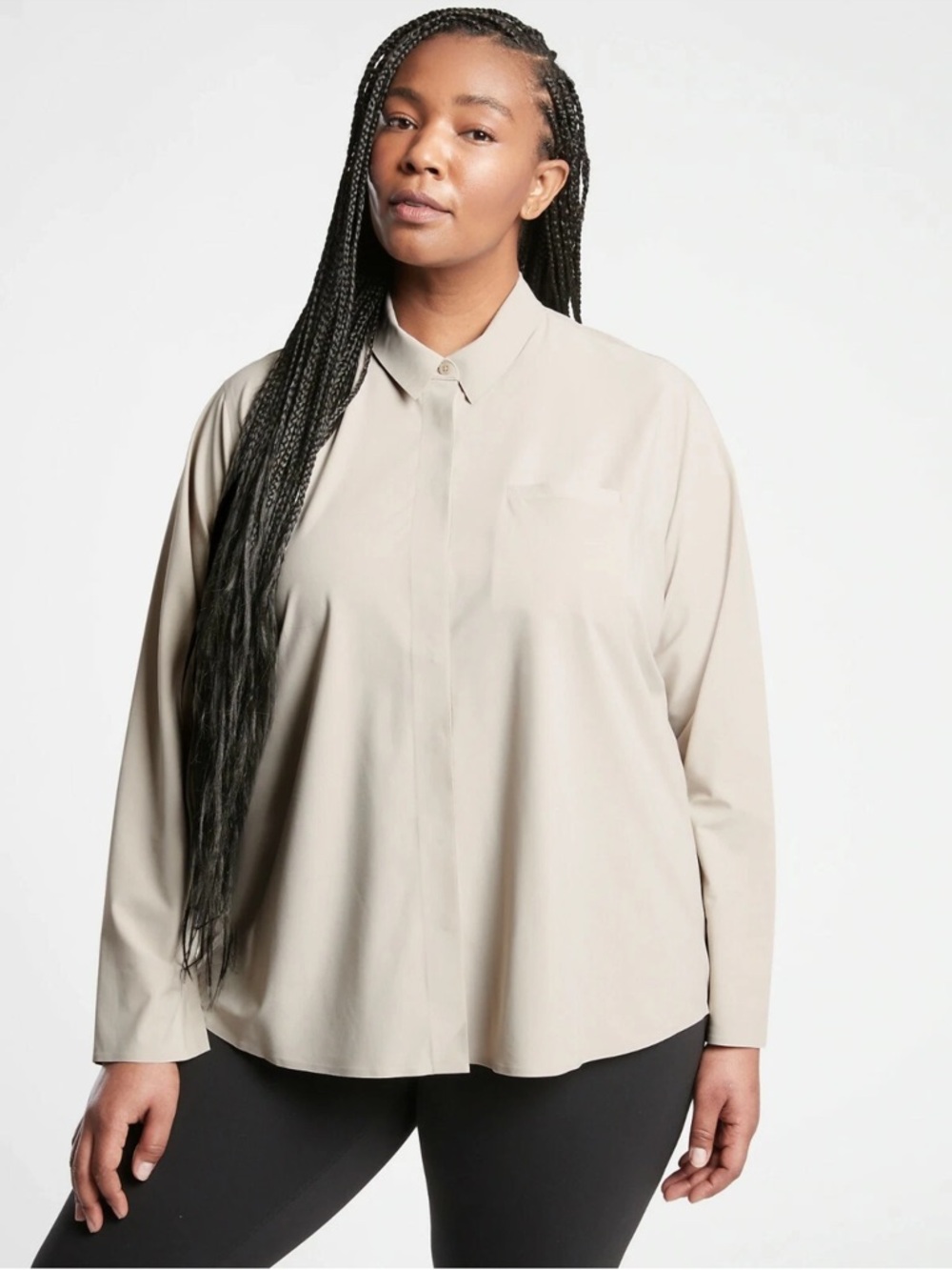 ATHLETA Urbanite Top Beige Work Travel Commute EUC